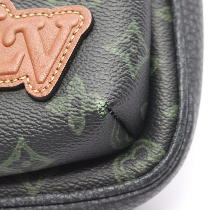 路易威登 Avenue 斜背包 LV 秋季腰包 塗層帆布皮革 男士 綠色/海軍藍 M46344-4