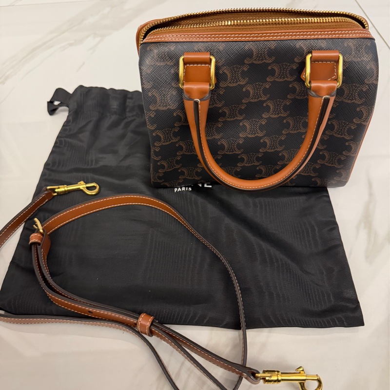 CELINE 標誌印花小號波士頓包-6