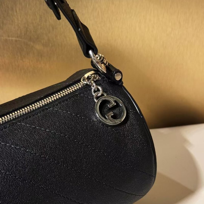 Gucci Blondie系列牛皮黑銀 圓筒包13*25*12cm 99新配件塵袋-2