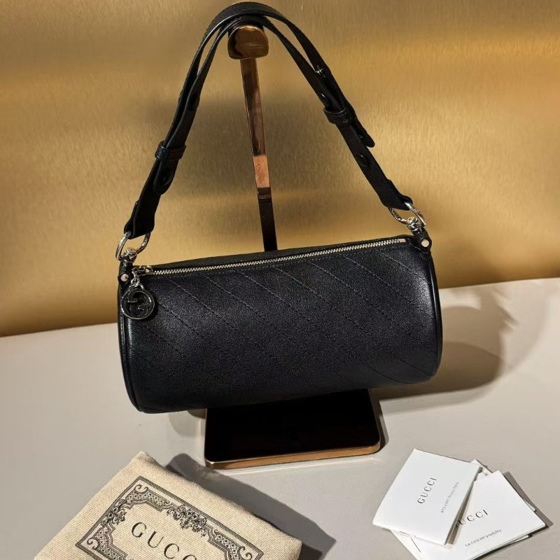 Gucci Blondie系列牛皮黑銀 圓筒包13*25*12cm 99新配件塵袋-3