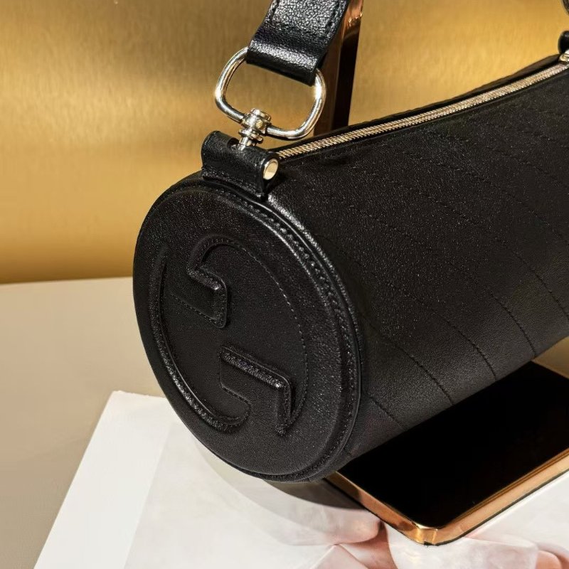 Gucci Blondie系列牛皮黑銀 圓筒包13*25*12cm 99新配件塵袋-4