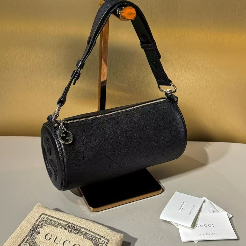 Gucci Blondie系列牛皮黑銀 圓筒包13*25*12cm 99新配件塵袋-5