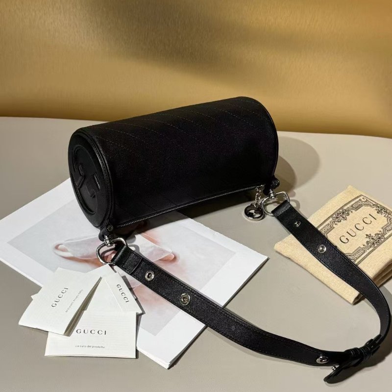 Gucci Blondie系列牛皮黑銀 圓筒包13*25*12cm 99新配件塵袋-6