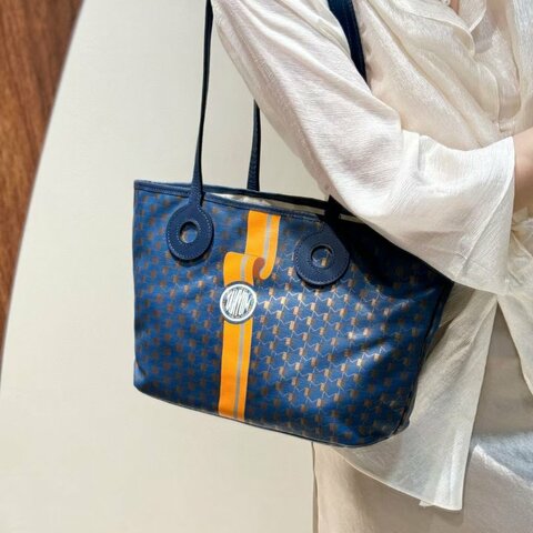 Moynat  日本限定彎曲彩條圖案 手提托特包 29*13*22cm 99新配件塵袋