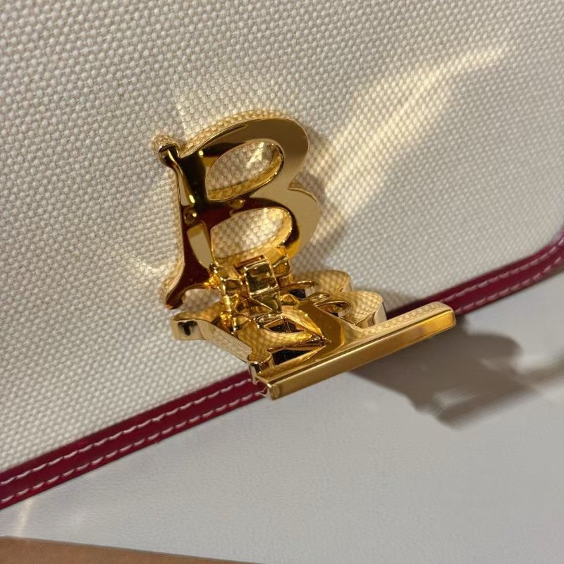 Burberry TB 小號 帆布拼皮 郵差包21*14.5cm 99新配件塵袋 卡冊-3