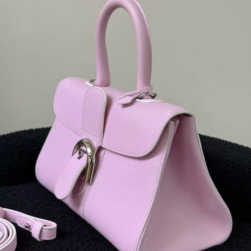 Delvaux 橫版 Brillant 櫻花粉銀扣 28*11*15cm 99新配件肩帶塵袋-2