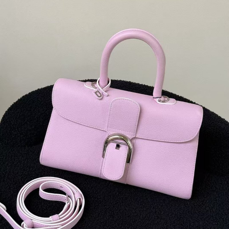 Delvaux 橫版 Brillant 櫻花粉銀扣 28*11*15cm 99新配件肩帶塵袋-6
