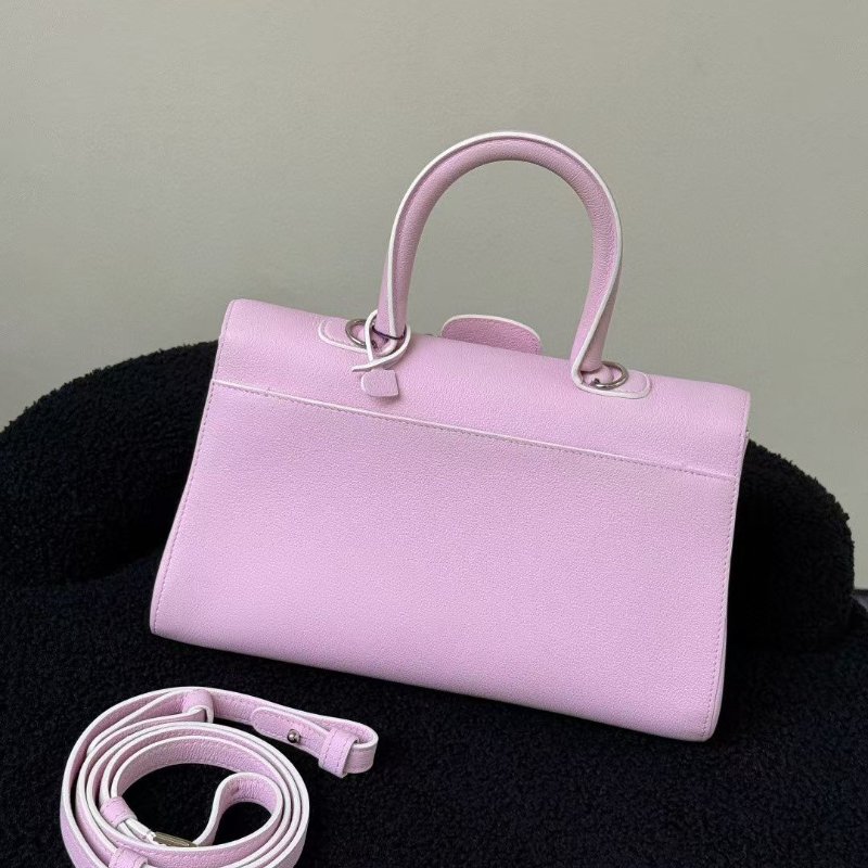 Delvaux 橫版 Brillant 櫻花粉銀扣 28*11*15cm 99新配件肩帶塵袋-7