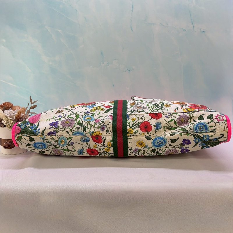 GUCCI Rajah Flora螢光粉大型托特包-5