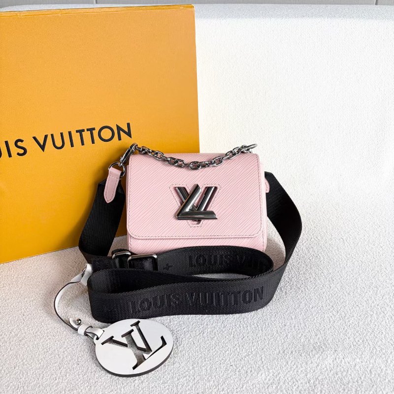 ️LV水波紋miniTwist 肩背斜背包粉色 銀扣 15.5*13*7 98新配件鏡子 塵袋 購證 盒子 肩帶-1