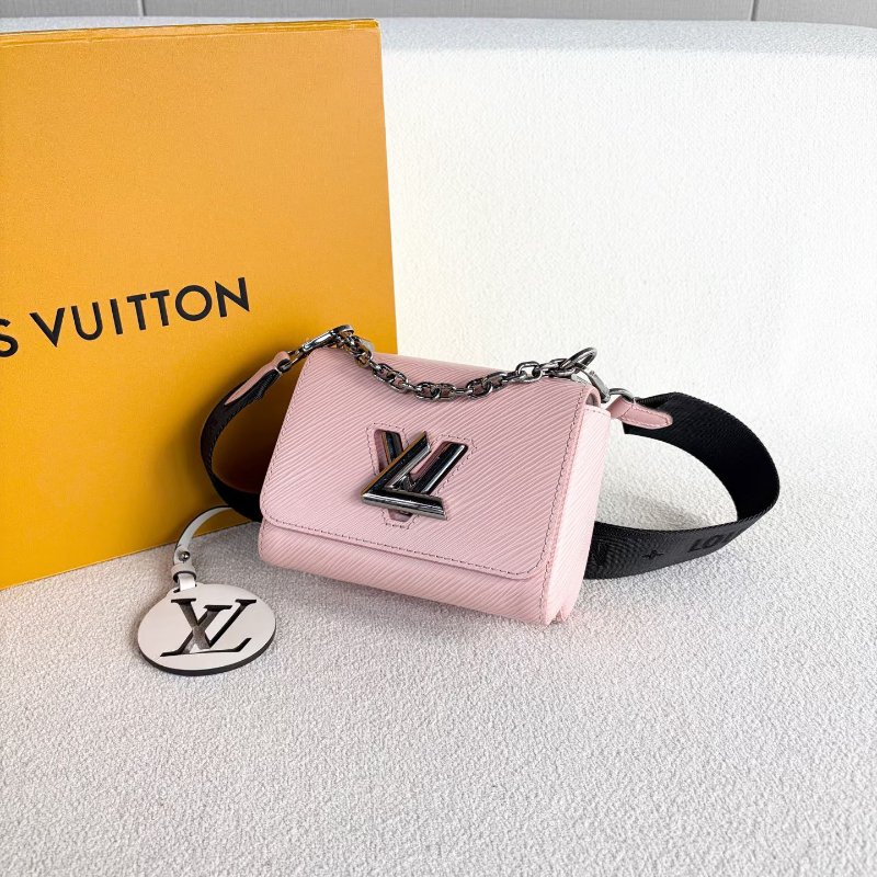 ️LV水波紋miniTwist 肩背斜背包粉色 銀扣 15.5*13*7 98新配件鏡子 塵袋 購證 盒子 肩帶-3