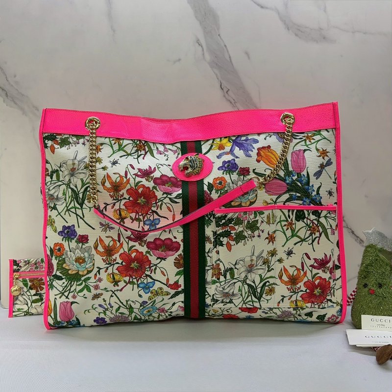 GUCCI Rajah Flora大型帆布托特包-0