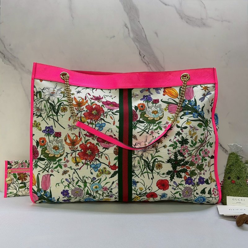 GUCCI Rajah Flora大型帆布托特包-1