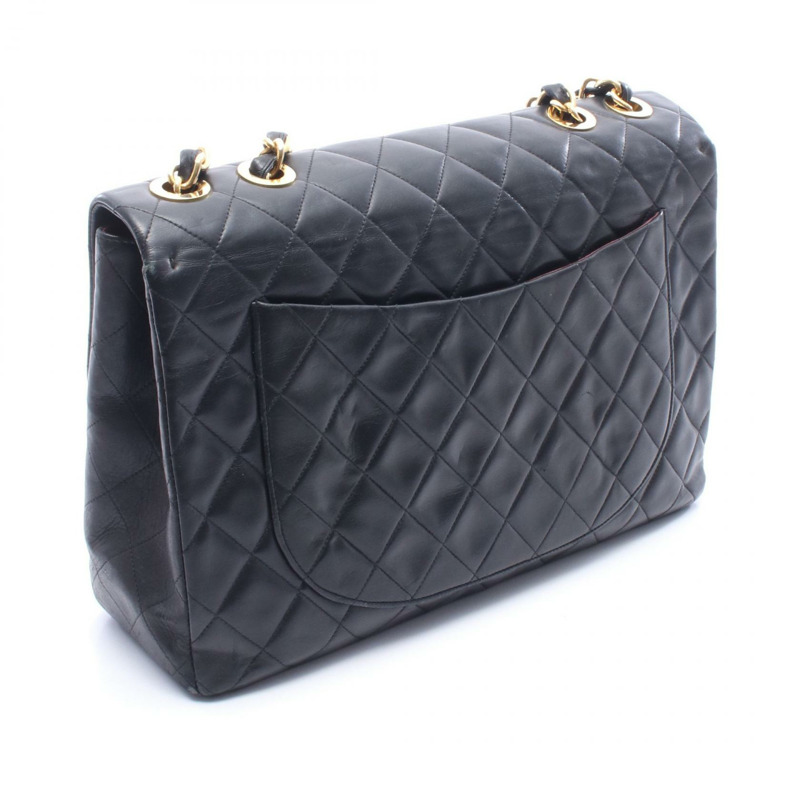 香奈兒 Jumbo Matelasse 34 單翻蓋鏈條肩背包，羊皮，黑色，金色五金，二手-1
