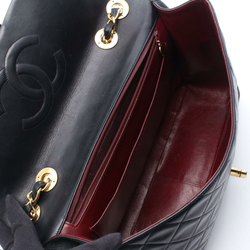 香奈兒 Jumbo Matelasse 34 單翻蓋鏈條肩背包，羊皮，黑色，金色五金，二手-2