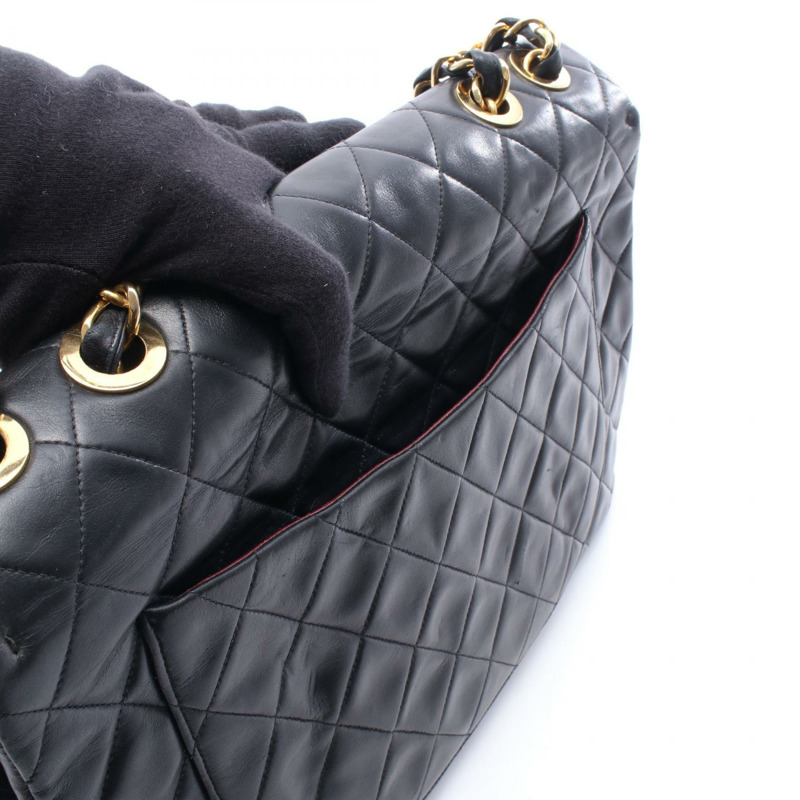 香奈兒 Jumbo Matelasse 34 單翻蓋鏈條肩背包，羊皮，黑色，金色五金，二手-5