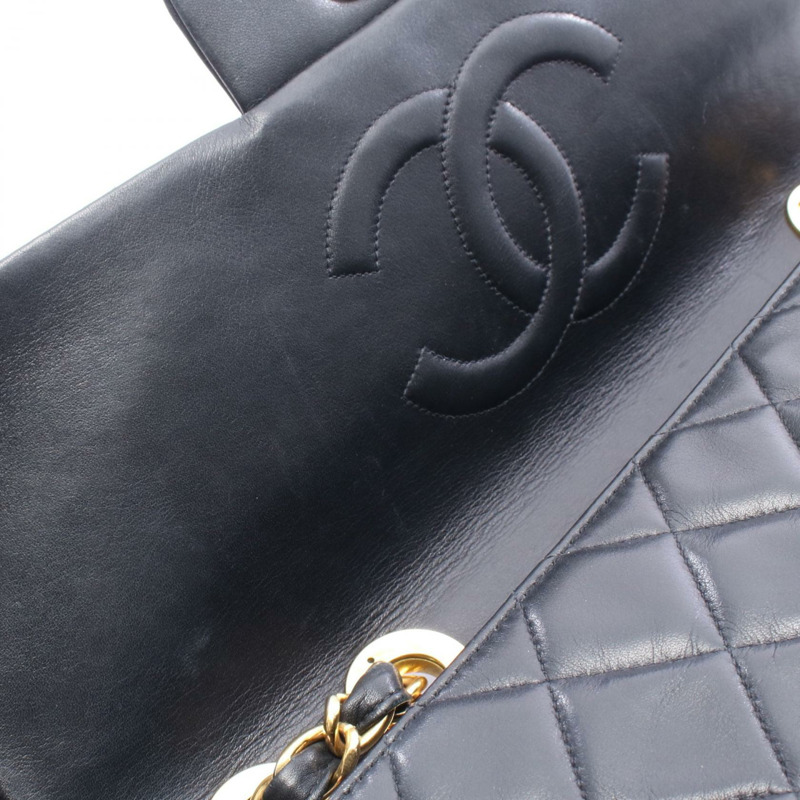 香奈兒 Jumbo Matelasse 34 單翻蓋鏈條肩背包，羊皮，黑色，金色五金，二手-7
