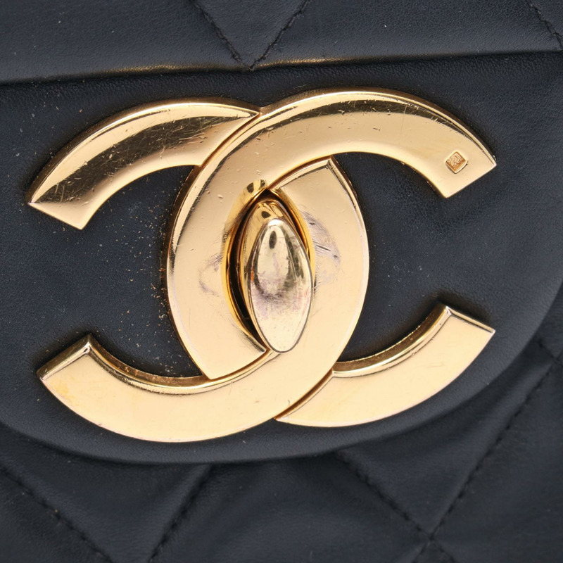 香奈兒 Jumbo Matelasse 34 單翻蓋鏈條肩背包，羊皮，黑色，金色五金，二手-8