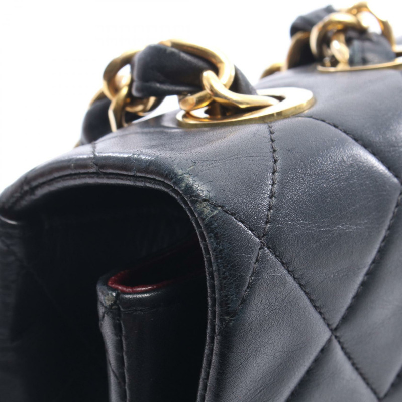 香奈兒 Jumbo Matelasse 34 單翻蓋鏈條肩背包，羊皮，黑色，金色五金，二手-9