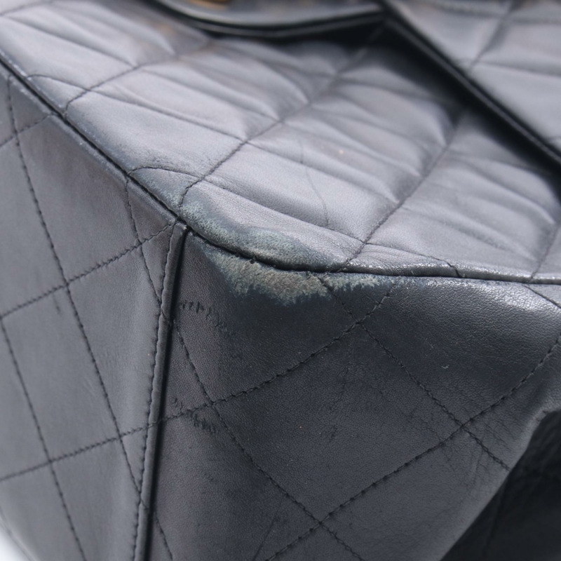 香奈兒 Jumbo Matelasse 34 單翻蓋鏈條肩背包，羊皮，黑色，金色五金，二手-12