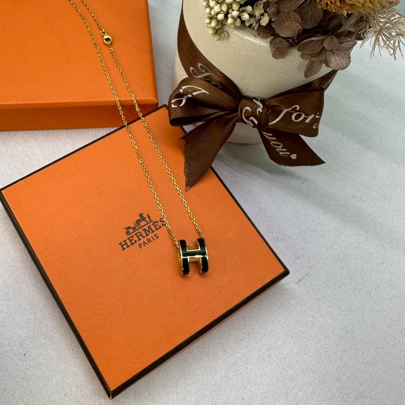 HERMES Pop H黑金立體墜鍊-1