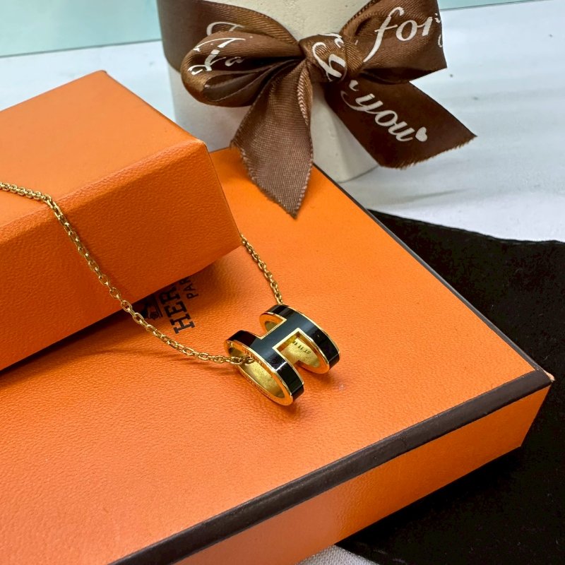 HERMES Pop H黑金立體墜鍊-2