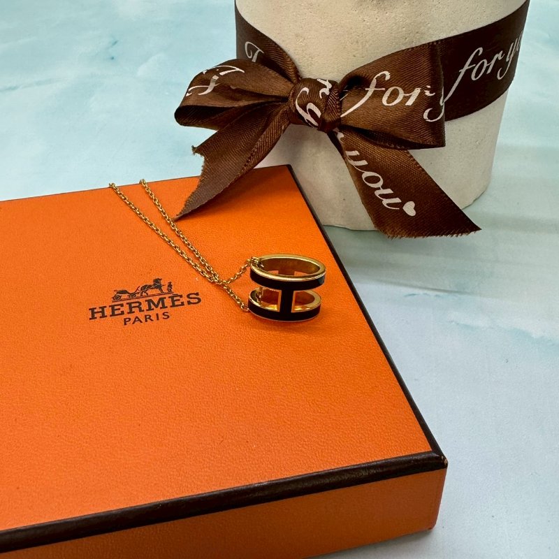 HERMES Pop H黑金立體墜鍊-3