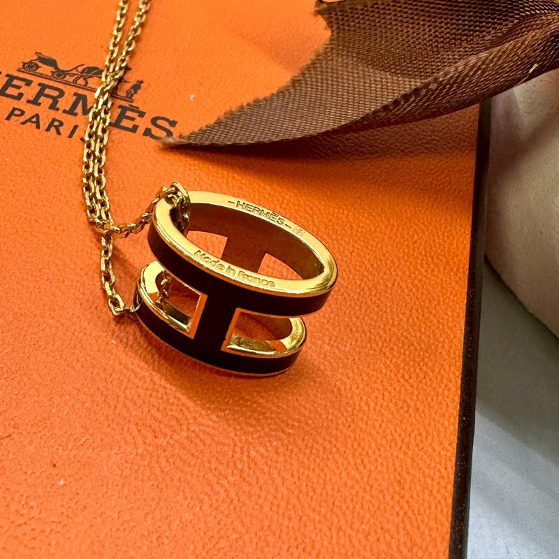HERMES Pop H黑金立體墜鍊-4