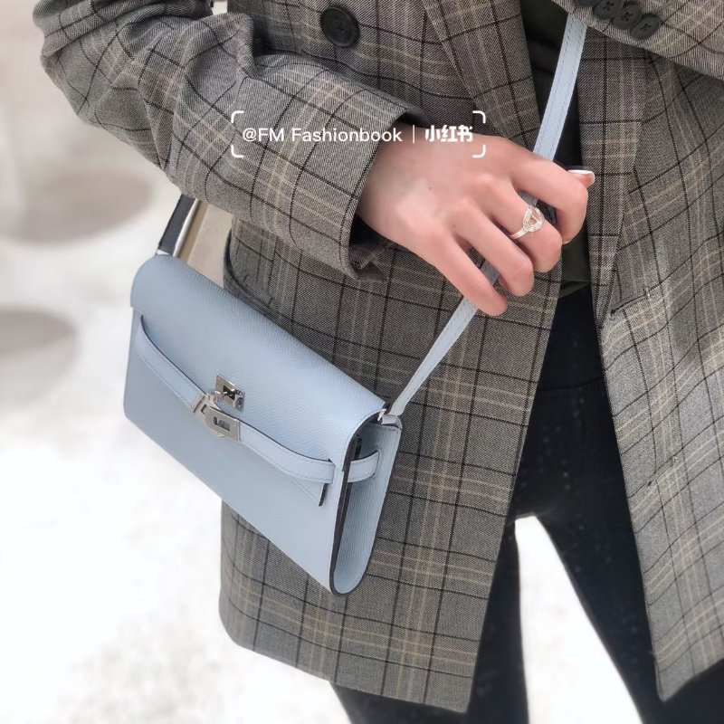 ️Hermes Kelly to go肩背斜背包 霧霾藍 金扣 epsom皮 20.5*12*3 99新配件盒子 肩帶 塵袋 購證-0
