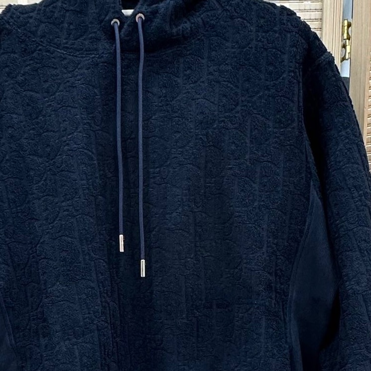 DIOR 迪奧 黑色老花滿印毛巾帽衫衛衣 男女同款 XXS碼-4