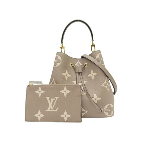 9成新 LOUIS VUITTON LV 灰色 原花牛皮 NeoNoe MM 肩背包 M45555