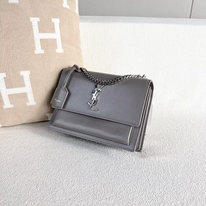 YSL Sunset日落包中號 灰色 銀扣 22*16*7 98新配件購證 塵袋-2