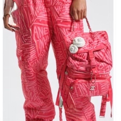 「JL精品代購」98新 Chanel香奈兒Coco Neige 粉紅尼龍雙肩包 Ic芯片款-1