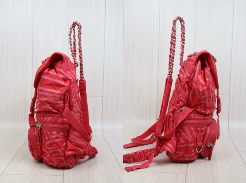 「JL精品代購」98新 Chanel香奈兒Coco Neige 粉紅尼龍雙肩包 Ic芯片款-4