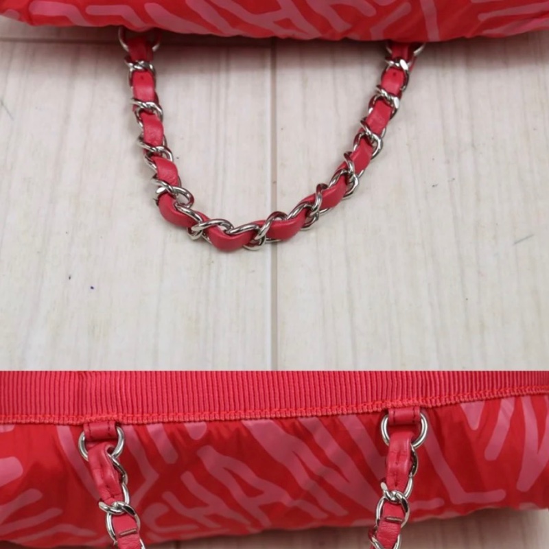 「JL精品代購」98新 Chanel香奈兒Coco Neige 粉紅尼龍雙肩包 Ic芯片款-5