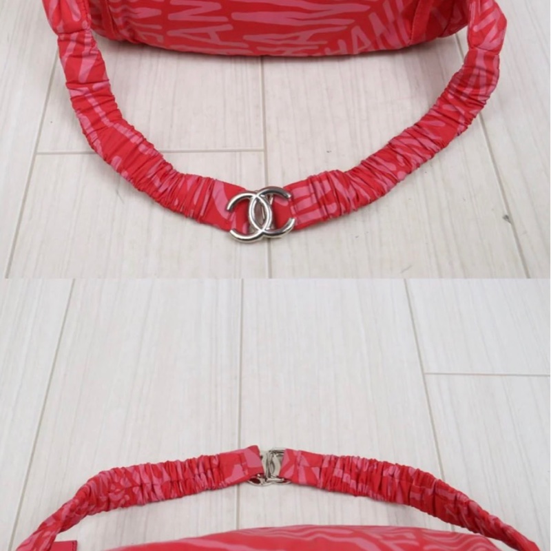 「JL精品代購」98新 Chanel香奈兒Coco Neige 粉紅尼龍雙肩包 Ic芯片款-7