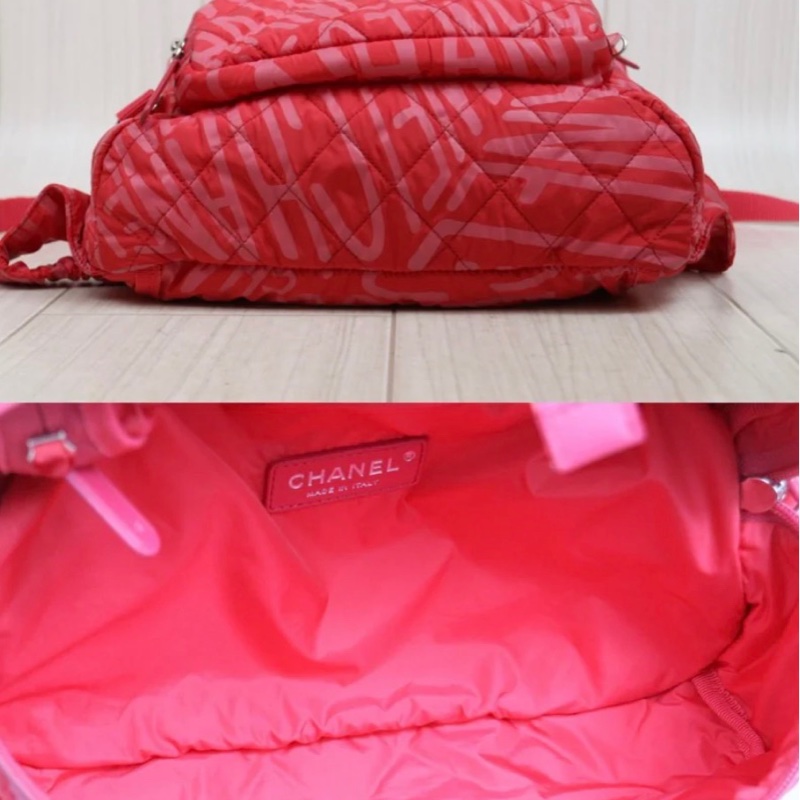 「JL精品代購」98新 Chanel香奈兒Coco Neige 粉紅尼龍雙肩包 Ic芯片款-8