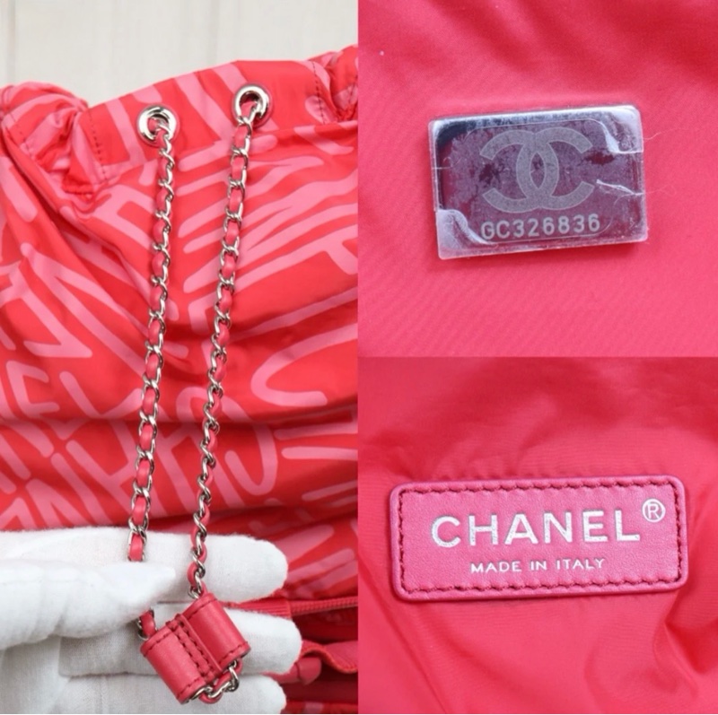 「JL精品代購」98新 Chanel香奈兒Coco Neige 粉紅尼龍雙肩包 Ic芯片款-11