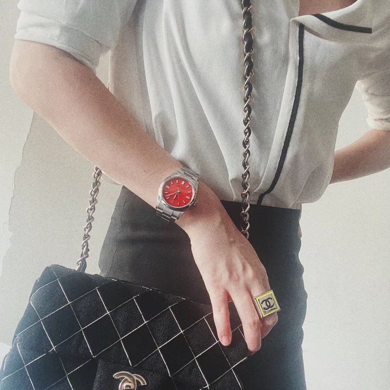 Chanel CF雙蓋中號鏈條包 芯片款 黑色 金扣 軟呢拼絲絨 25*15*8 99新配件塵袋 盒子-1