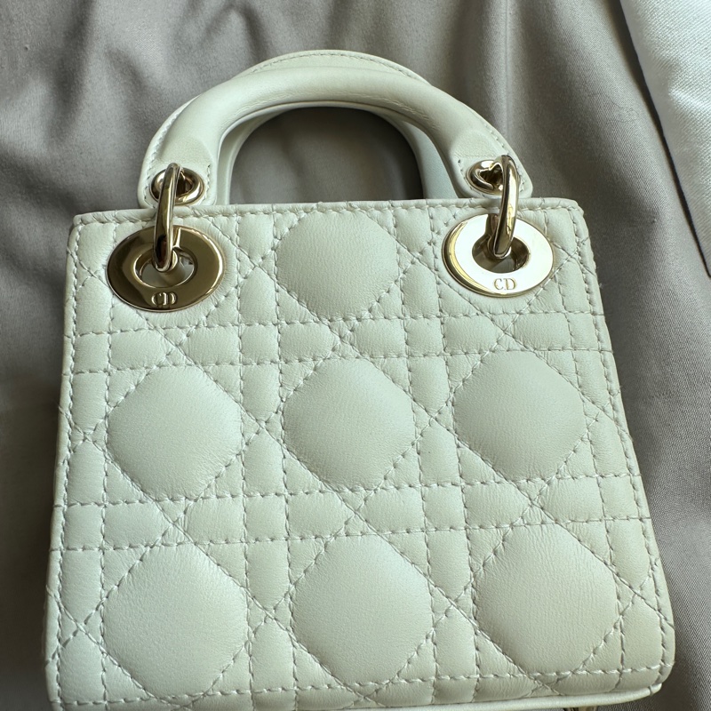 ✨【全新大全套可送禮】白金超mini Lady Dior 黛妃包 ✨ 有購證附件齊全 + 獨家加送鏈帶！-14