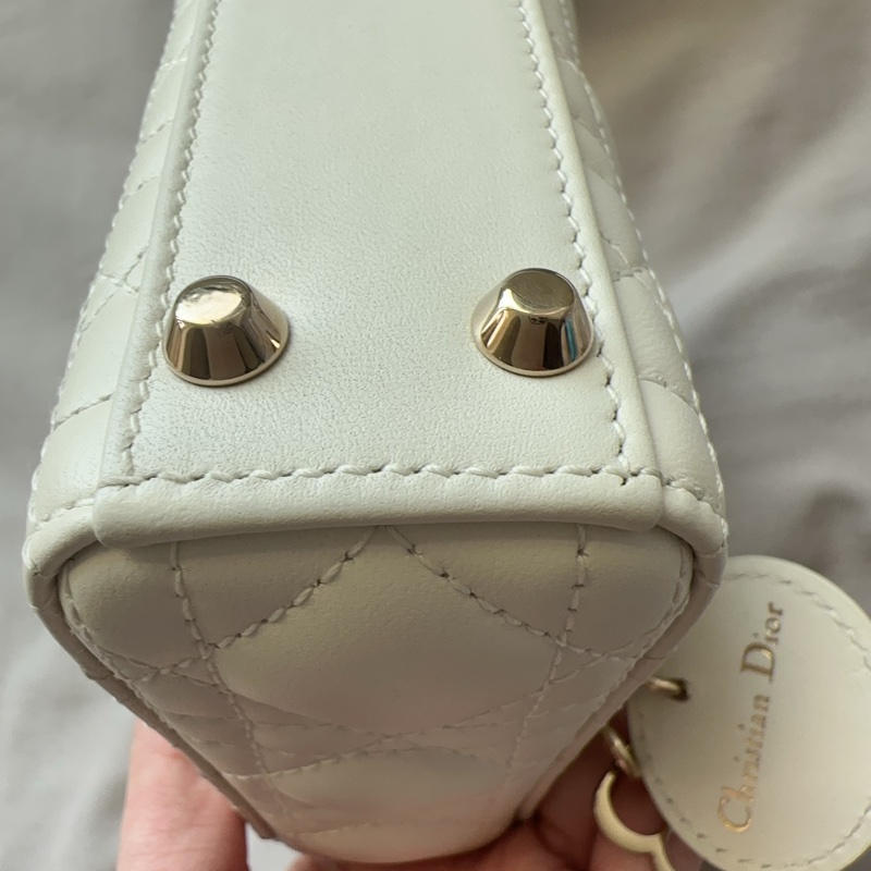 ✨【全新大全套可送禮】白金超mini Lady Dior 黛妃包 ✨ 有購證附件齊全 + 獨家加送鏈帶！-17