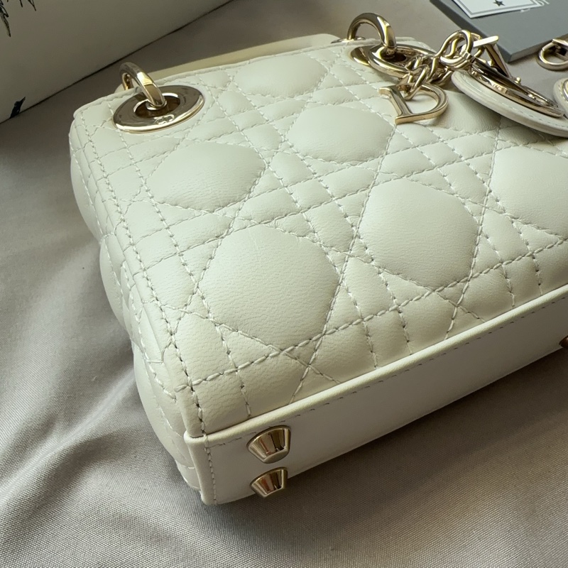 ✨【全新大全套可送禮】白金超mini Lady Dior 黛妃包 ✨ 有購證附件齊全 + 獨家加送鏈帶！-19