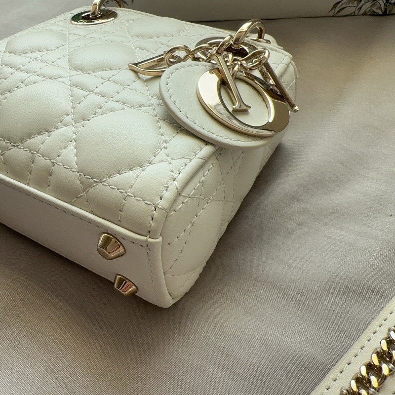 ✨【全新大全套可送禮】白金超mini Lady Dior 黛妃包 ✨ 有購證附件齊全 + 獨家加送鏈帶！-20