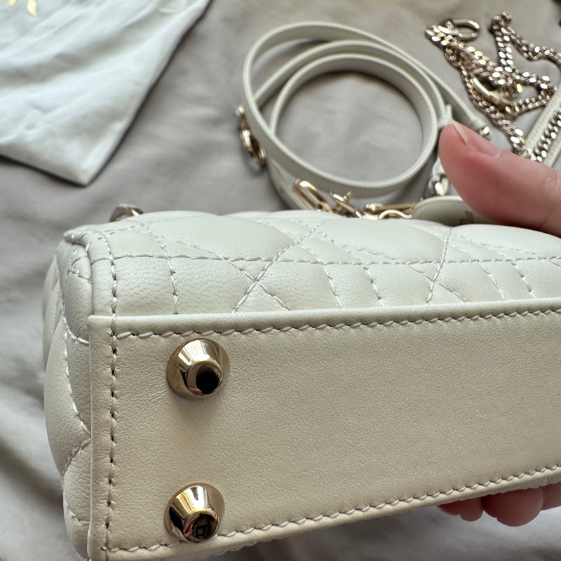 ✨【全新大全套可送禮】白金超mini Lady Dior 黛妃包 ✨ 有購證附件齊全 + 獨家加送鏈帶！-21