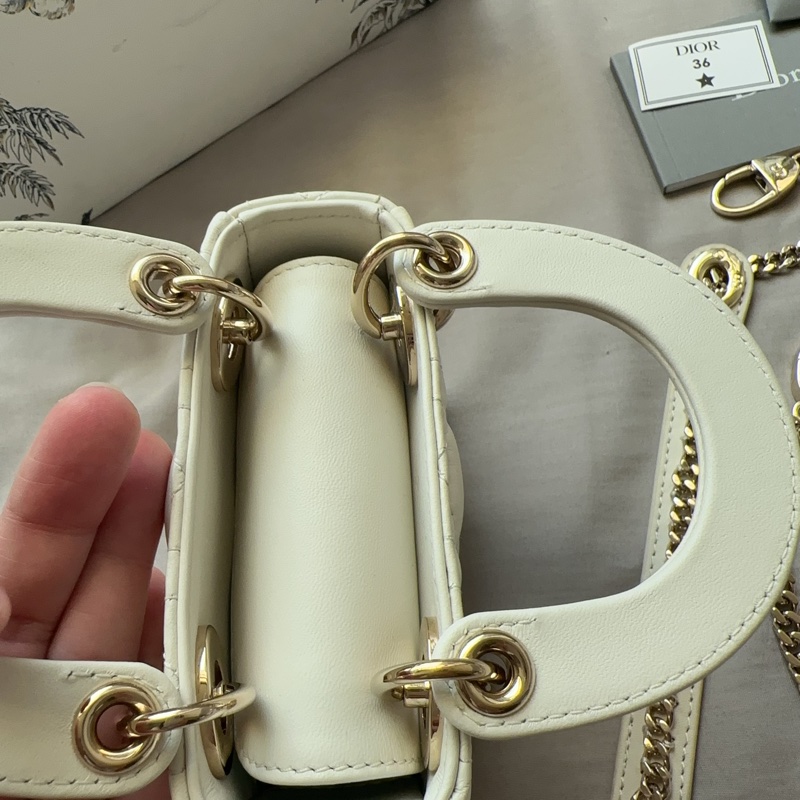 ✨【全新大全套可送禮】白金超mini Lady Dior 黛妃包 ✨ 有購證附件齊全 + 獨家加送鏈帶！-22