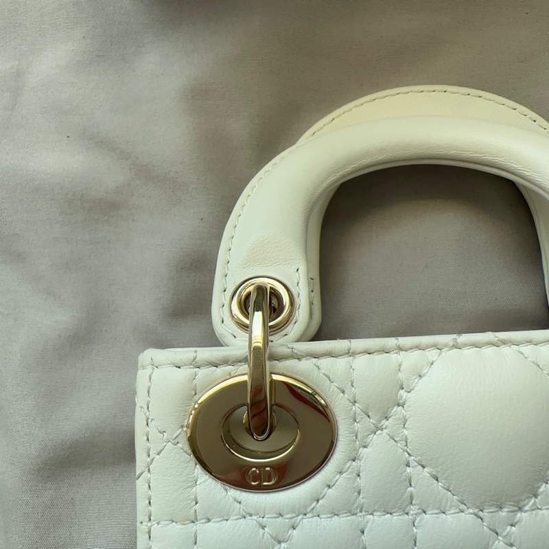 ✨【全新大全套可送禮】白金超mini Lady Dior 黛妃包 ✨ 有購證附件齊全 + 獨家加送鏈帶！-29