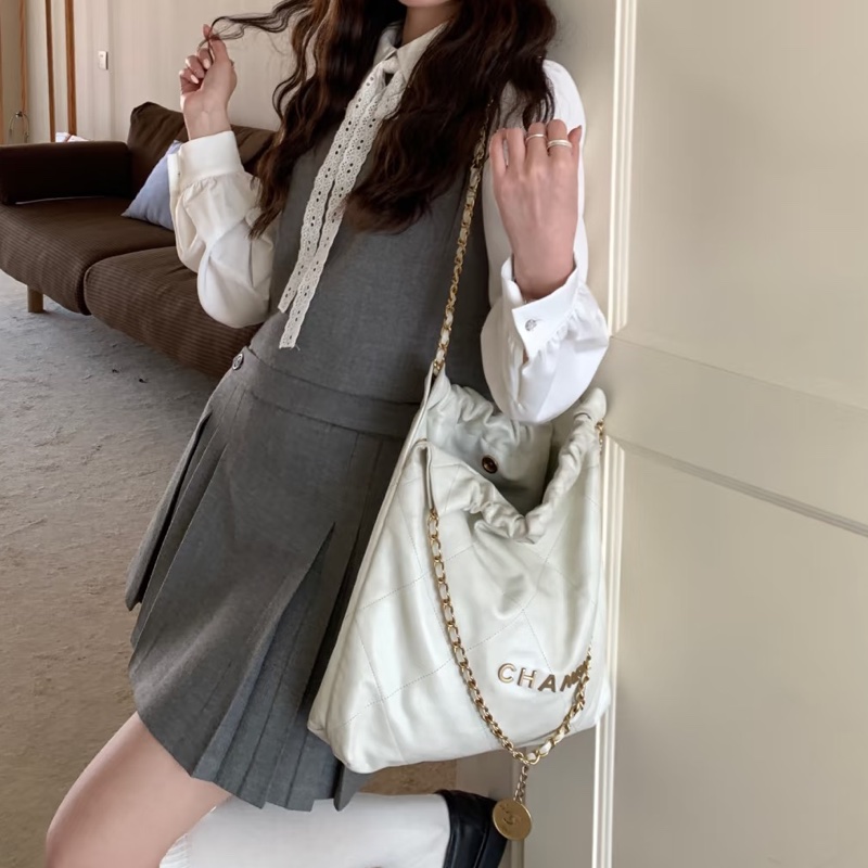 CHANEL香奈兒22Bag小號 附:同色系小包 白金垃圾袋 芯片款-2