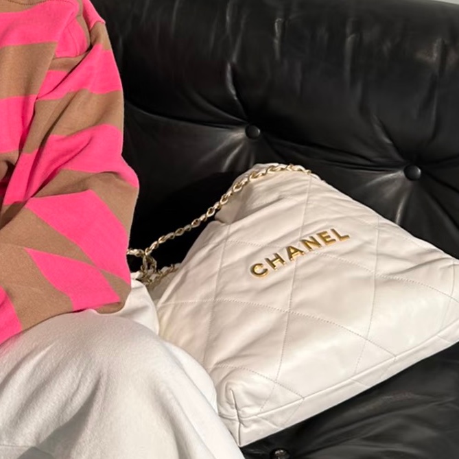 CHANEL香奈兒22Bag小號 附:同色系小包 白金垃圾袋 芯片款-3