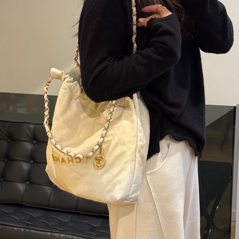 CHANEL香奈兒22Bag小號 附:同色系小包 白金垃圾袋 芯片款-5