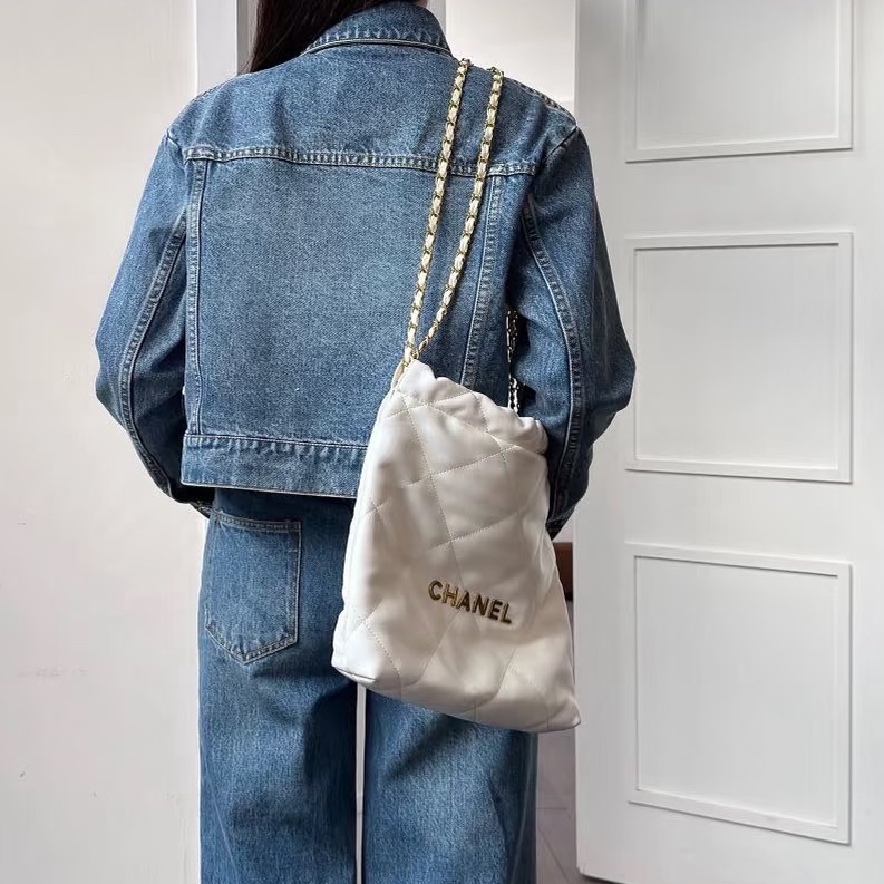 CHANEL香奈兒22Bag小號 附:同色系小包 白金垃圾袋 芯片款-8